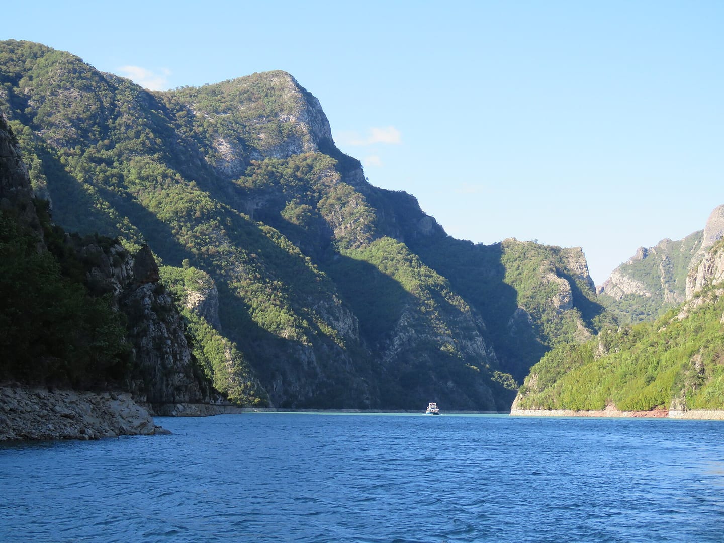 Komani lake ferry, on the Tirana to Koman private transfer